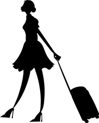 シルエット　旅行に行く女性