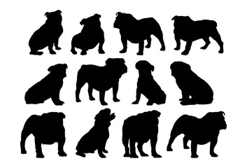 Dog silhouette set. Template for plotter lazer cutting of paper, wood.