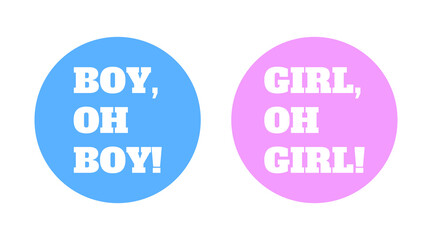 Baby shower circle stickers isolated