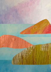 abstract sea, mountains landscape   vector background illustration  