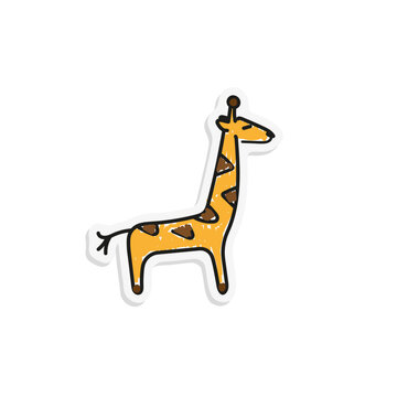 giraffe cartoon sticker on a white background
