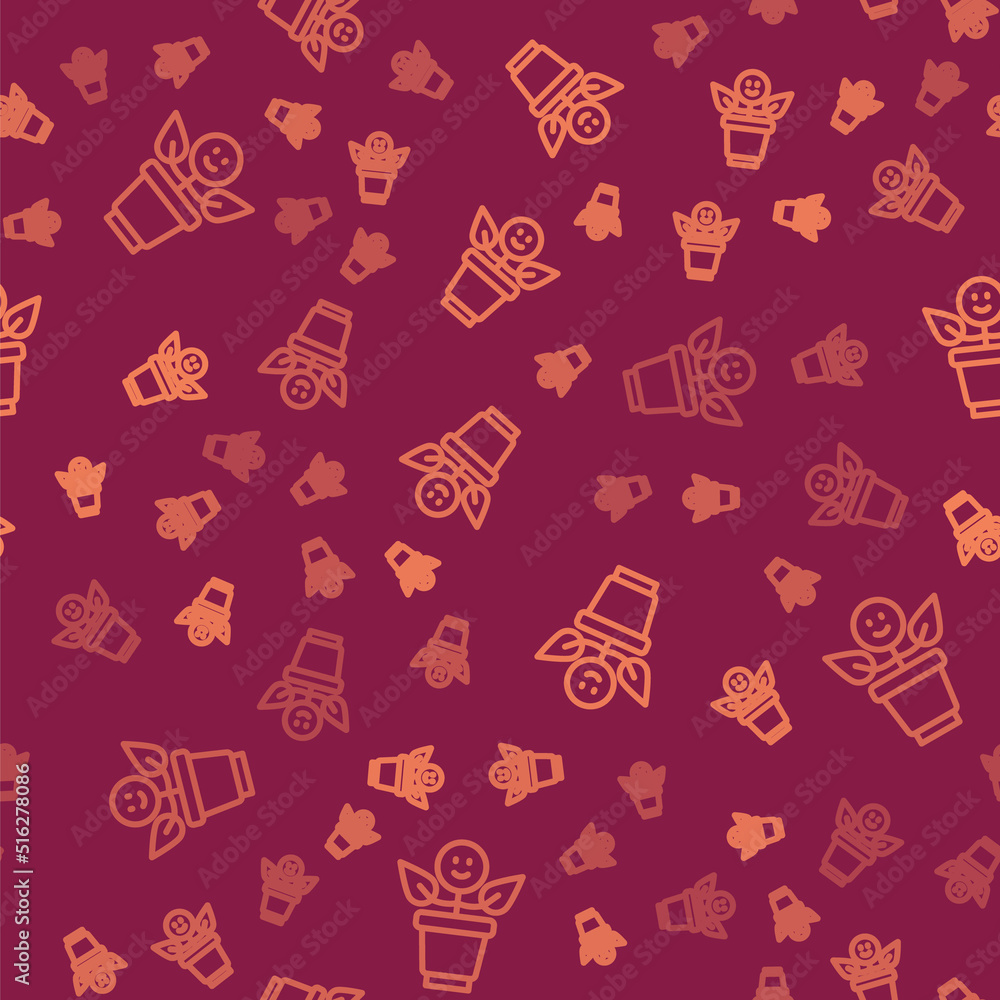 Poster brown line bff or best friends forever icon isolated seamless pattern on red background. vector