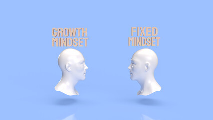 The  head and wood text for growth mindset concept 3d rendering