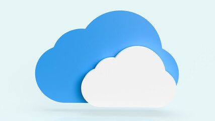 The cloud on blue background for it or technology concept 3d rendering