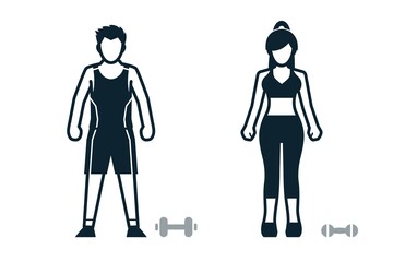 Exerciser, Sport Player, People and Clothing icons with White Background