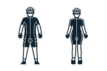 Cyclist, Sport Player, People and Clothing icons with White Background
