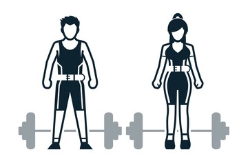 Weightlifter, Sport Player, People and Clothing icons with White Background