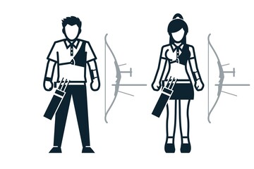 Archer, Sport Player, People and Clothing icons with White Background