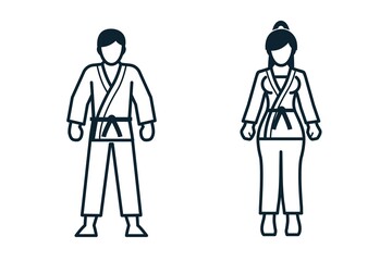 Karate, Sport Player, People and Clothing icons with White Background