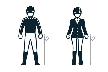Equestrian, Horseman, Sport Player, People and Clothing icons with White Background