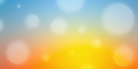 Pastel orange yellow blue sunsen sky gradient background blank. Horizontal banner or wallpaper tamplate. Copy space, place for text, text area. Bright illustration. Space wavy texture