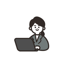 PCを使用しているスーツの女性 green