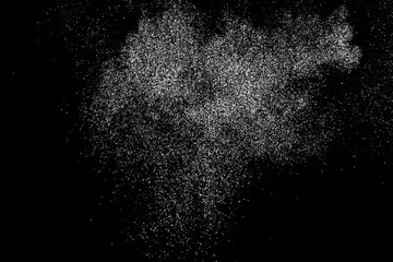 Fototapeta premium Abstract white grainy texture isolated on black background. Dust overlay textured. Grain noise particles. Snow effects. Design element. Vector illustration, EPS 10. 