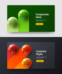Creative realistic spheres corporate identity template bundle. Colorful landing page design vector concept set.