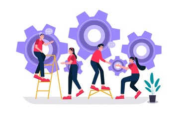 Board members are helping to innovate. Plan a strategy to drive the company. make business run successfully. flat illustration.