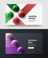 Modern site design vector illustration bundle. Creative realistic balls magazine cover layout composition.