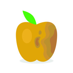 Apple, spoiled, rotten, darkened, illustration