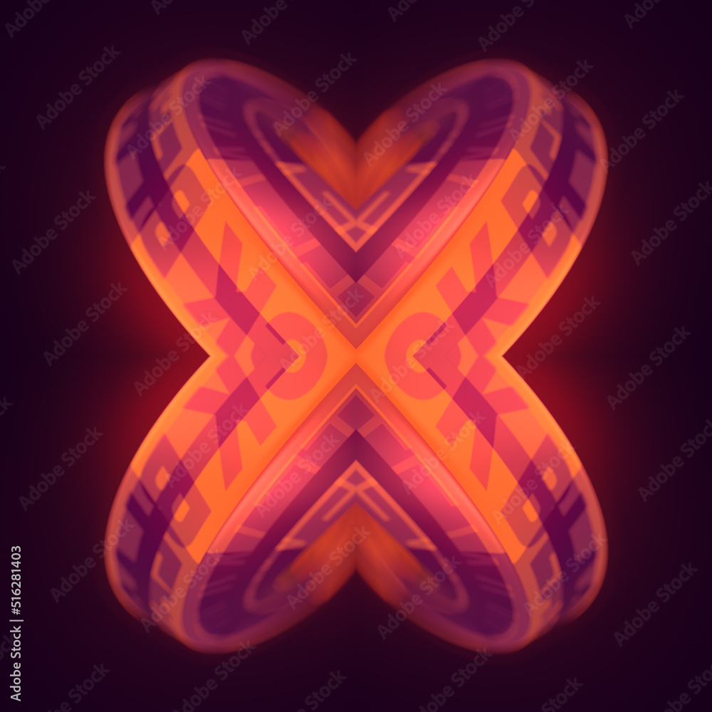 Poster 3d rendering digital illustration of abstract multi-colored impossible math figure. optical illusion
