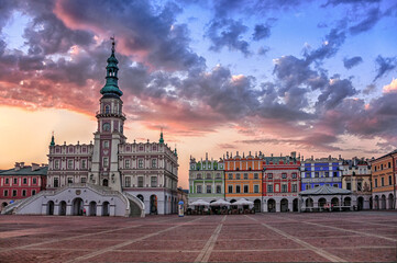 Town hall and market square in Zamość