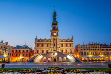 Town hall and market square in Zamość
