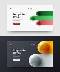 Amazing site screen design vector template bundle. Original realistic spheres landing page layout collection.