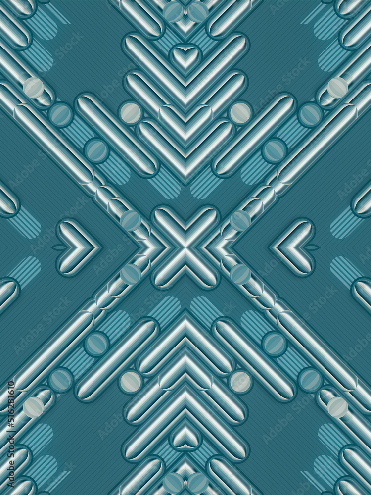Leinwandbilder Kaleidoscopic pattern of colored geometric shapes. 3d rendering design template abstract digital illustration background
