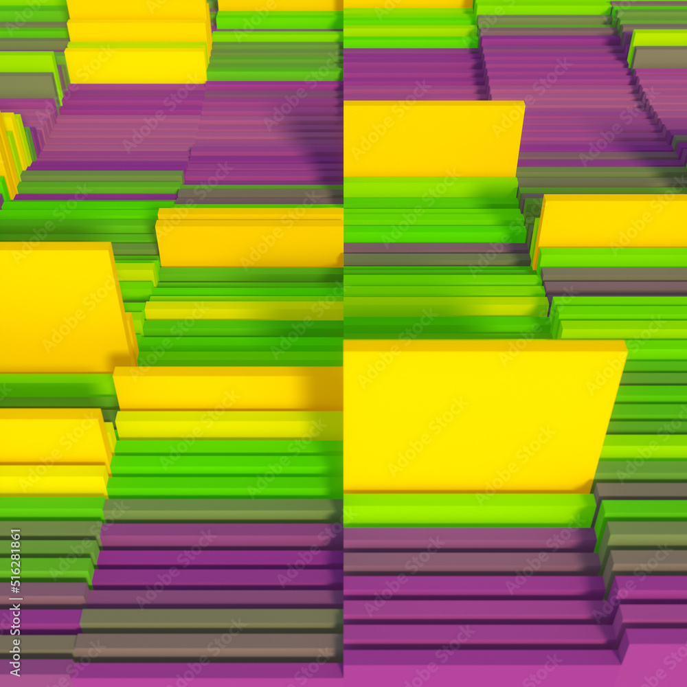 Fototapete Abstract form of computer data processing. Modern iridescent 3d rendering pattern. Digital illustration
