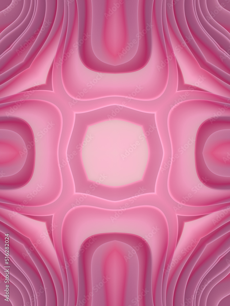 Poster Abstract wave kaleidoscopic pattern with trendy gradient. Futuristic background. 3d rendering digital illustration