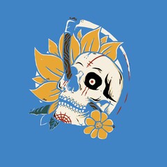 tattoo skull design vector illustration