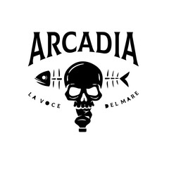 skull fish logo design vintage vector