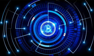 Abstract businessman Door open Light of Bitcoin technology background Hitech communication concept innovation background vector design.