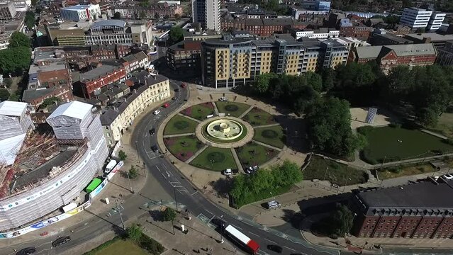 aerial view of Queens Gardens, Kinston upon Hull City park Leisure and events space 