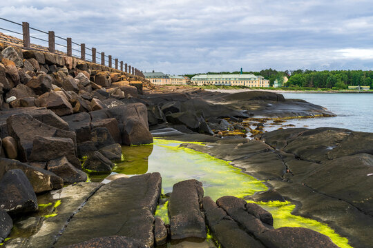 Sweden, Halland, Varberg, Rocky Coast And Retaining Wall