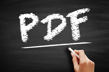Fototapeta PDF - Portable Document Format acronym, technology concept on blackboard obraz