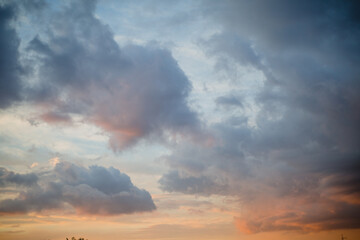 The morning sky looked like a bright golden sky. Sunrise is decorated with clouds of various shapes. Looks beautiful.