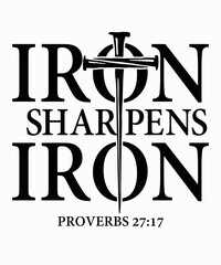 iron sharpens ironis a vector design for printing on various surfaces like t shirt, mug etc. 
