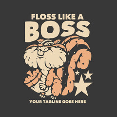 t shirt design floss like a boss with squirrel carrying a nut with gray background vintage illustration