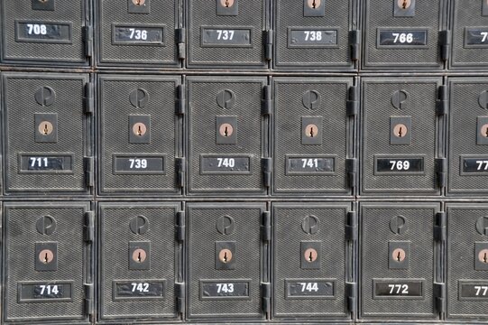 Retro Post Office Boxes With Key And Numbers