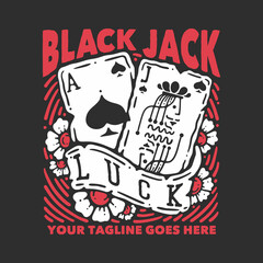 t shirt design black jack with jack and as spade playing cards with gray background vintage illustration