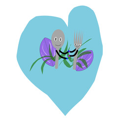 spoon and fork couple vector illustration