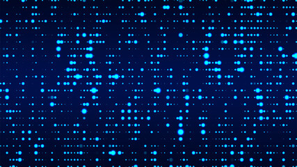 Abstract background with blue glowing dots. Grid of blinking dots. The flow of scientific data in cyberspace. Big data visualization. Vector illustration. © Vitalii