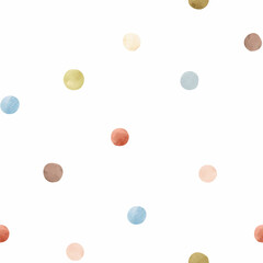 Beautiful vector seamless pattern with hand drawn watercolor dots.