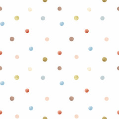 Beautiful vector seamless pattern with hand drawn watercolor dots.