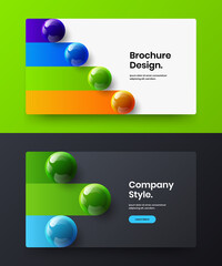 Trendy realistic balls leaflet concept collection. Colorful booklet vector design illustration bundle.