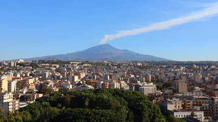 Fototapeta na wymiar Catania, Sicily (Italy): volcano Etna view from Catania