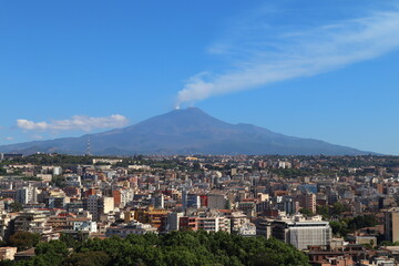 Fototapeta na wymiar Catania, Sicily (Italy): volcano Etna view from Catania