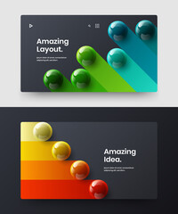 Original website design vector illustration composition. Bright 3D balls pamphlet concept set.