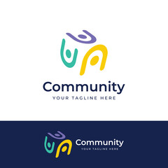 Community logo , community network , and people check.Logos for teams or groups , kindergartens , and companies. With vector illustration editing.