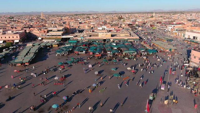 Jemaa el-Fnaa market ,Marrakech, Morocco, drone view,2022

Jemaa el-Fnaa is a square and market place in Marrakesh's medina quarter (old city), drone view, Marrakech Morocco, July,06,2022 
