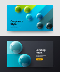 Clean company cover design vector layout bundle. Unique 3D balls corporate identity concept set.